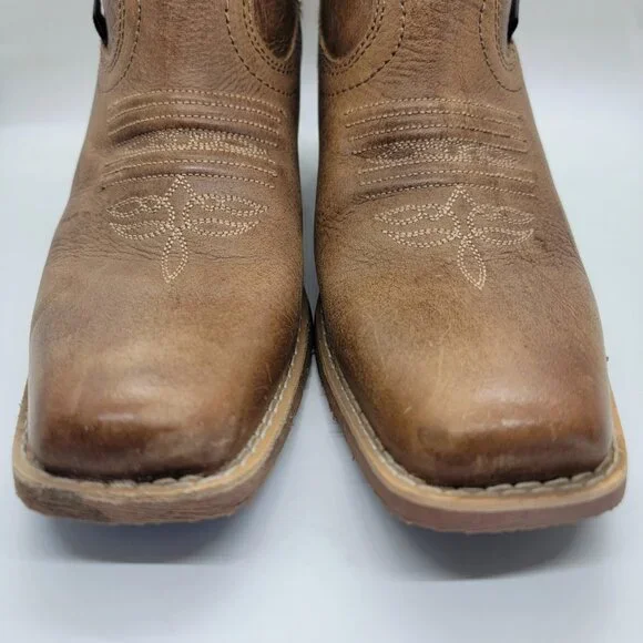 Justin Gypsy Chellie Western Booties Women 7.5B Tan Leather Square Ankle GY9510 - Picture 6 of 16